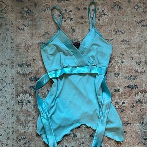 Chic Satin Wrap Camisole in Light Blue